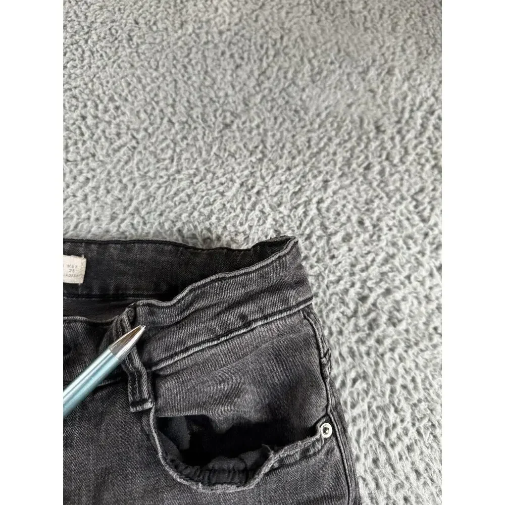 Zara Jeans Women‎ 4 Skinny Mid Rise Black Denim Casual Basic Minimalist 24x26